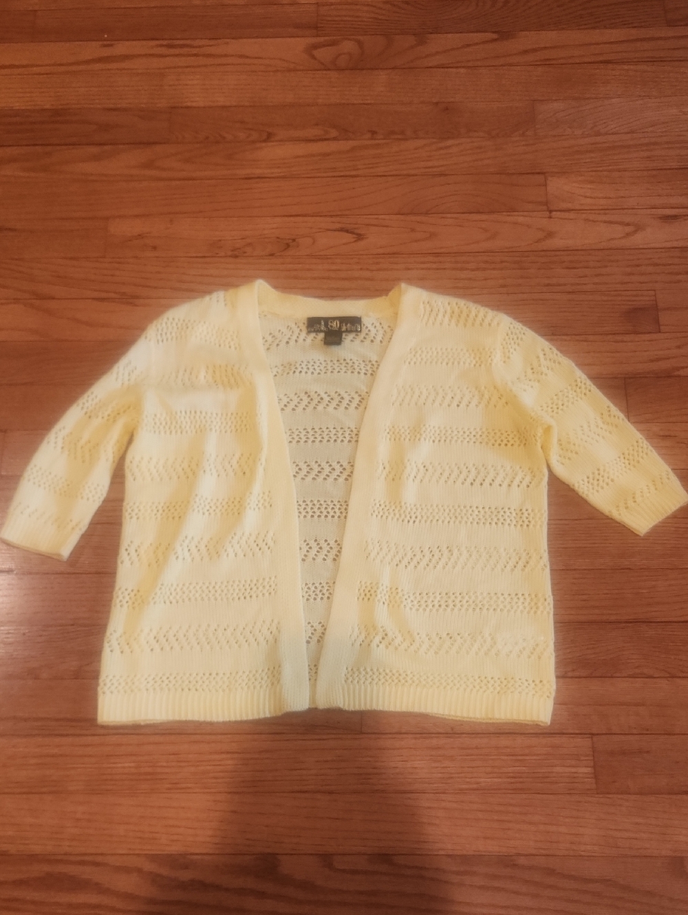 Light Yellow Open-Front Knit Cardigan by - Women's Sweater